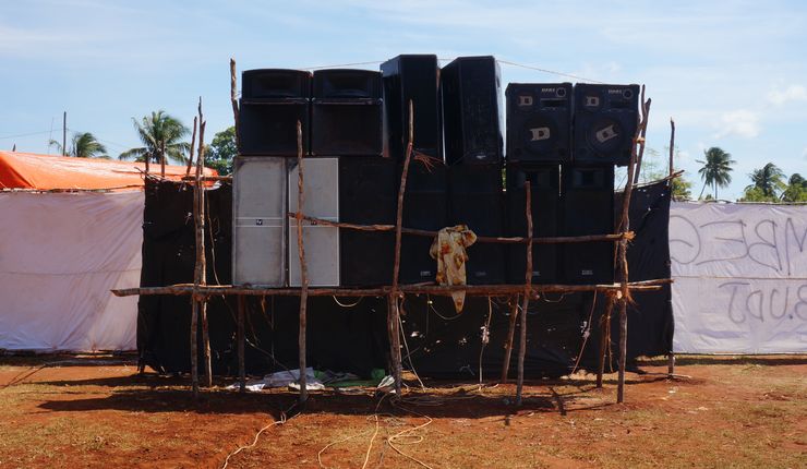 A soundsystem that was assembled for a festival in Southern Zanzibar. 